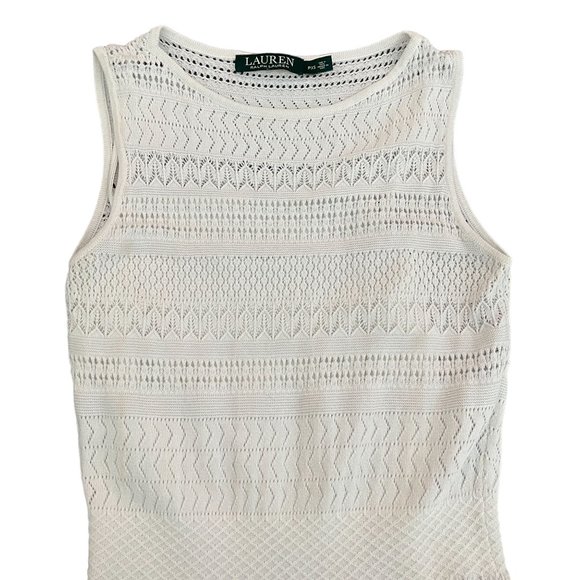 Lauren Ralph Lauren Women's White Sleeveless Knitted Dress, Size PXS - Picture 3 of 8